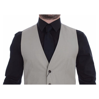 Dolce & Gabbana Beige Silk Blend Dress Formal Vest Gilet Dolce & Gabbana