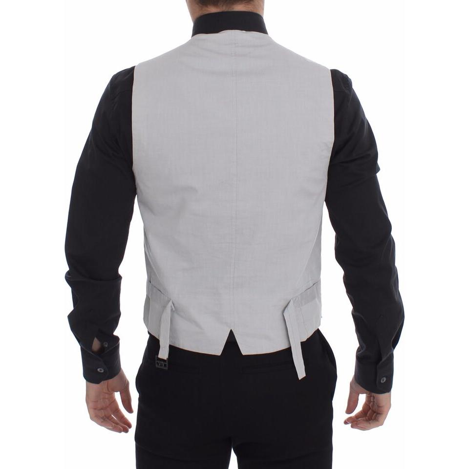 Dolce & Gabbana Beige Silk Blend Dress Formal Vest Gilet Dolce & Gabbana