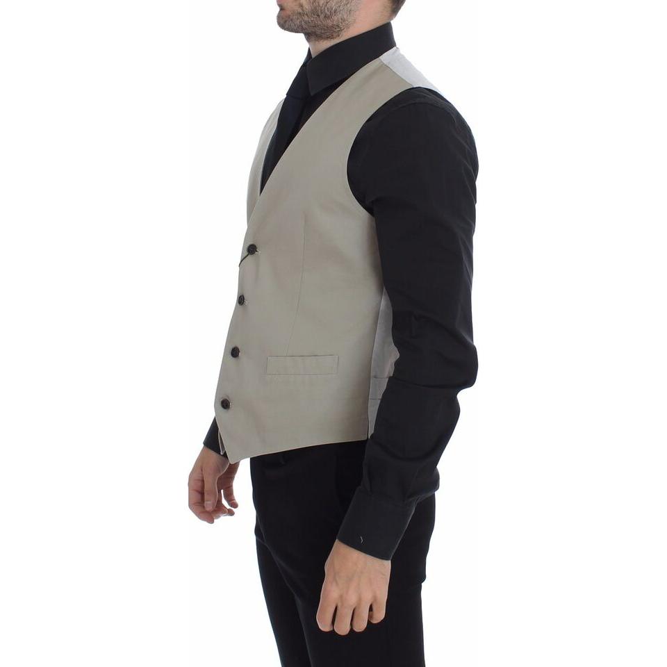 Dolce & Gabbana Beige Silk Blend Dress Formal Vest Gilet Dolce & Gabbana
