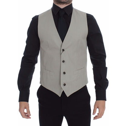 Dolce & Gabbana Beige Silk Blend Dress Formal Vest Gilet Dolce & Gabbana
