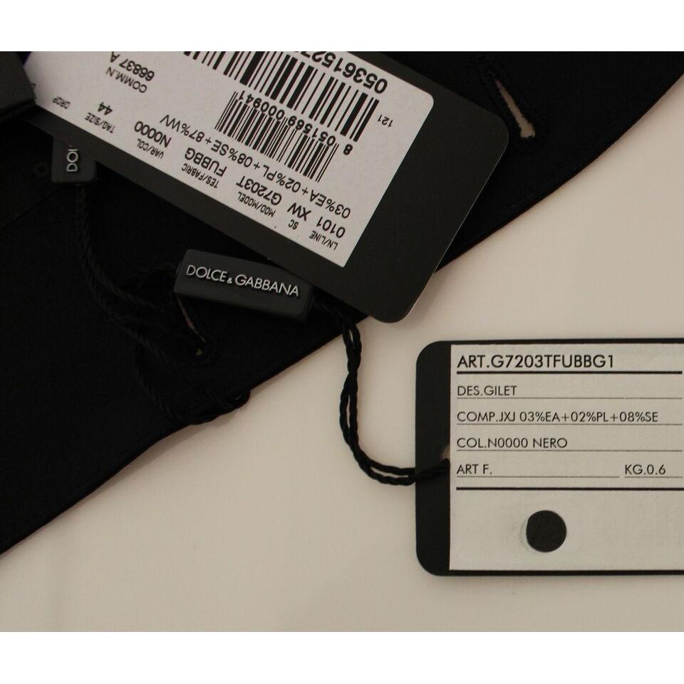 Dolce & Gabbana Black Wool Silk Stretch Dress Vest Blazer Dolce & Gabbana