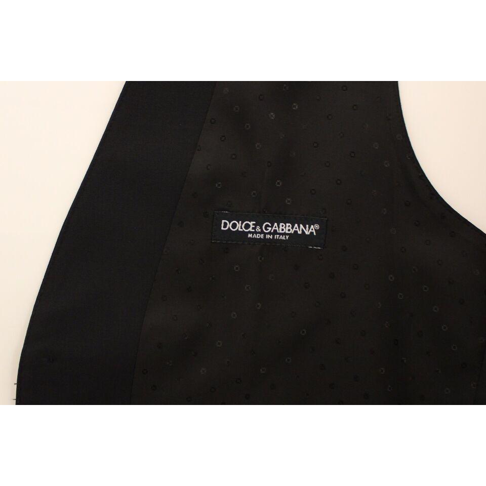 Dolce & Gabbana Black Wool Silk Stretch Dress Vest Blazer Dolce & Gabbana
