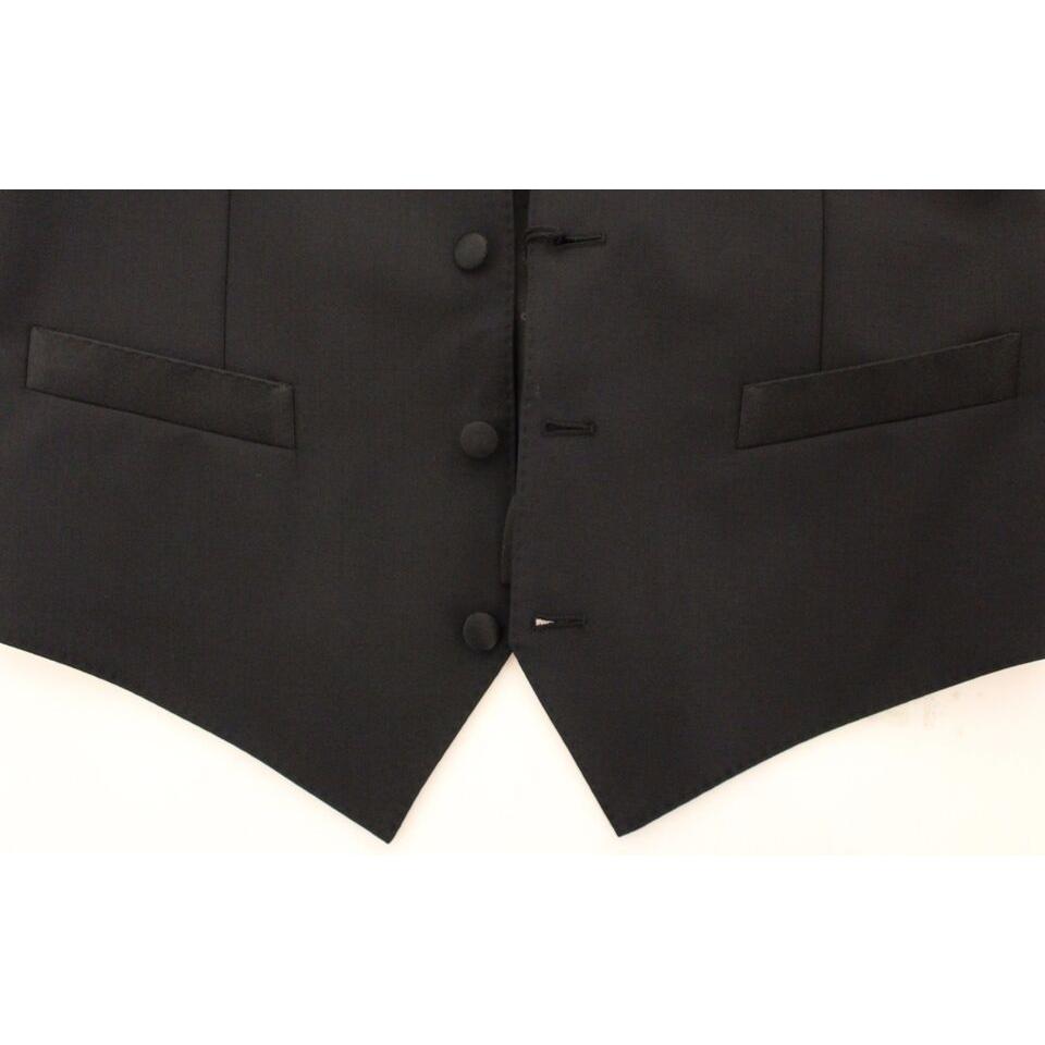 Dolce & Gabbana Black Wool Silk Stretch Dress Vest Blazer Dolce & Gabbana
