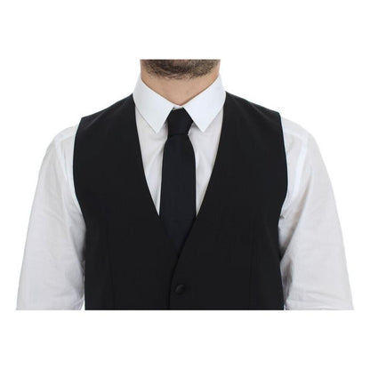 Dolce & Gabbana Black Wool Silk Stretch Dress Vest Blazer Dolce & Gabbana