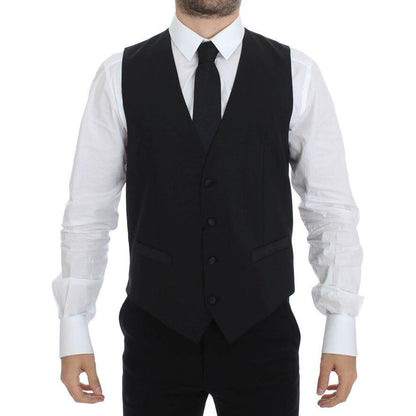 Dolce & Gabbana Black Wool Silk Stretch Dress Vest Blazer Dolce & Gabbana
