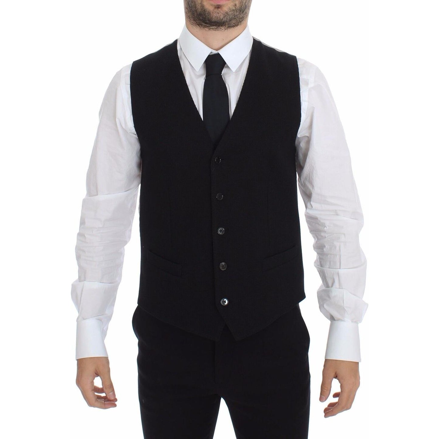 Dolce & Gabbana Black Cotton Dress Vest Blazer Jacket Dolce & Gabbana