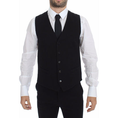 Dolce & Gabbana Black Cotton Dress Vest Blazer Jacket Dolce & Gabbana