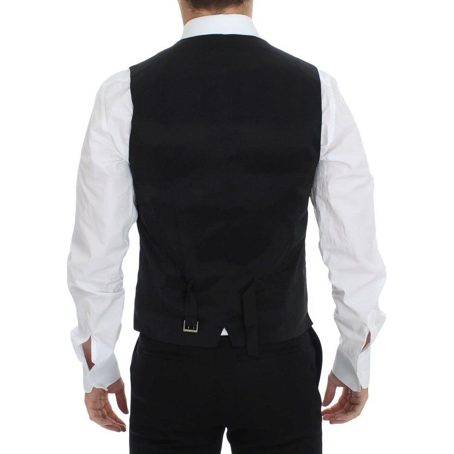 Dolce & Gabbana Black Wool Silk Stretch Dress Vest Blazer Dolce & Gabbana