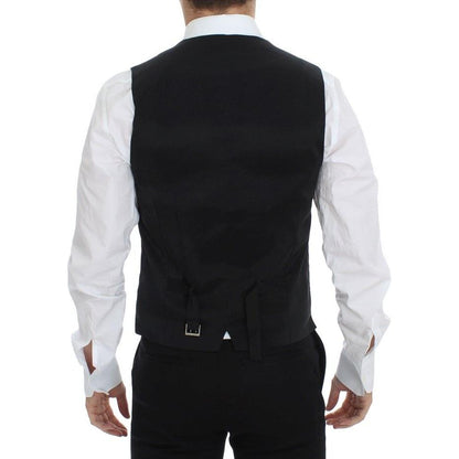Dolce & Gabbana Black Wool Silk Stretch Dress Vest Blazer Dolce & Gabbana