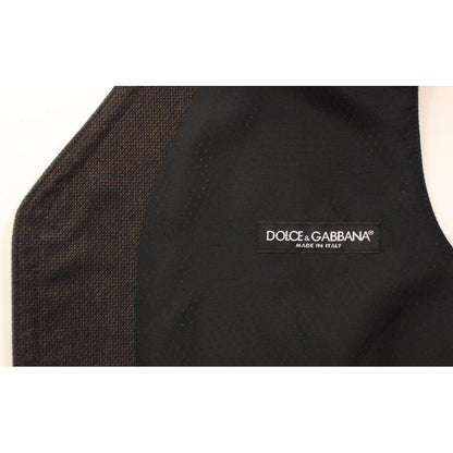 Dolce & Gabbana Brown Cotton Blend Dress Vest Gilet Dolce & Gabbana
