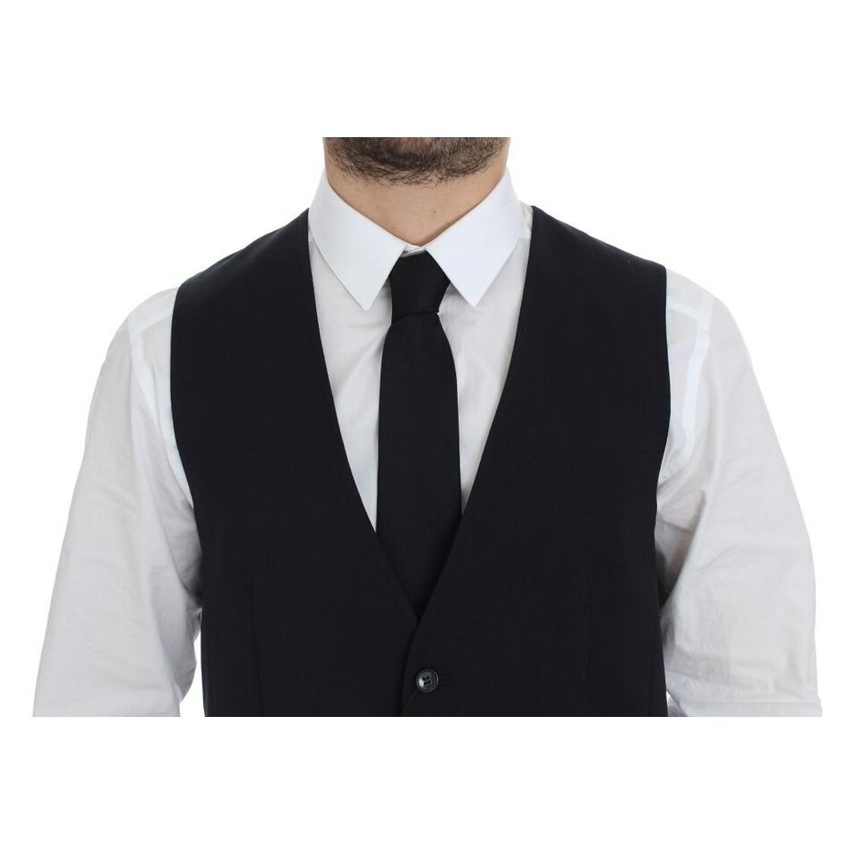 Dolce & Gabbana Blue Cotton Stretch Dress Vest Blazer Dolce & Gabbana