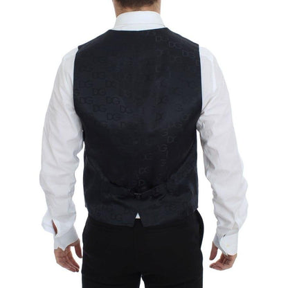 Dolce & Gabbana Blue Cotton Stretch Dress Vest Blazer Dolce & Gabbana