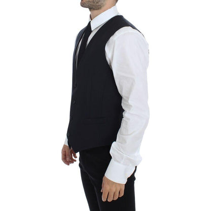 Dolce & Gabbana Blue Cotton Stretch Dress Vest Blazer Dolce & Gabbana