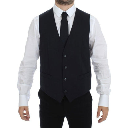 Dolce & Gabbana Blue Cotton Stretch Dress Vest Blazer Dolce & Gabbana