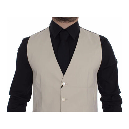 Dolce & Gabbana Beige Cotton Stretch Dress Vest Blazer Dolce & Gabbana