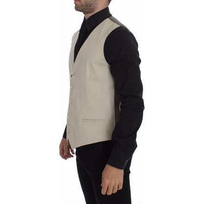 Dolce & Gabbana Beige Cotton Stretch Dress Vest Blazer Dolce & Gabbana