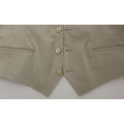 Dolce & Gabbana Beige Cotton Stretch Dress Vest Blazer Dolce & Gabbana