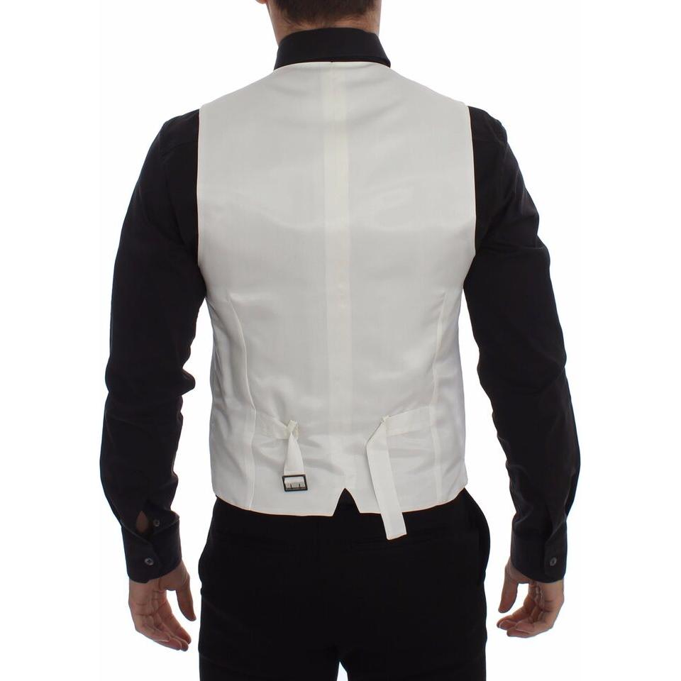 Dolce & Gabbana White Cotton Silk Blend Dress Vest Blazer Dolce & Gabbana