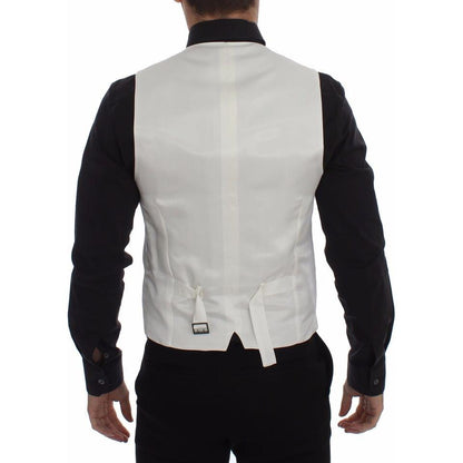 Dolce & Gabbana White Cotton Silk Blend Dress Vest Blazer Dolce & Gabbana