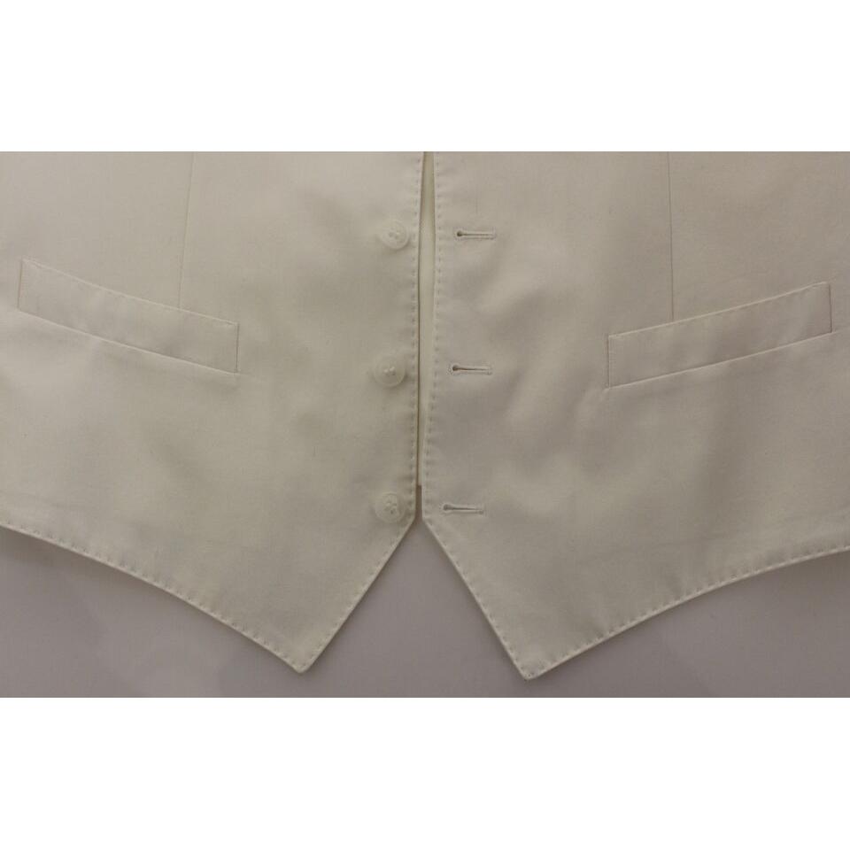 Dolce & Gabbana White Cotton Silk Blend Dress Vest Blazer Dolce & Gabbana