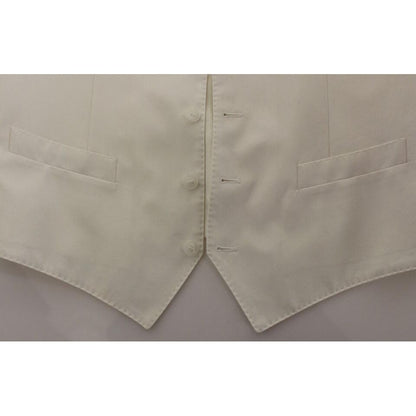Dolce & Gabbana White Cotton Silk Blend Dress Vest Blazer Dolce & Gabbana