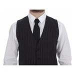 Dolce & Gabbana Elegant Gray Striped Dress Vest Dolce & Gabbana Dark Slate Gray