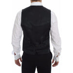 Dolce & Gabbana Elegant Gray Striped Dress Vest Dolce & Gabbana Black