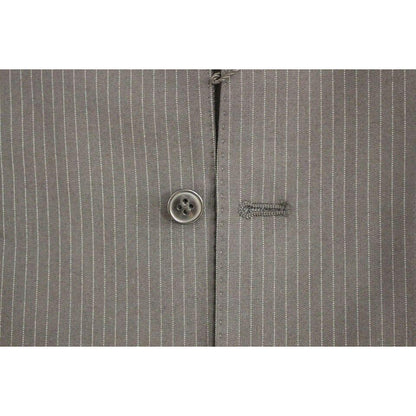 Dolce & Gabbana Black Striped Wool Single Breasted Vest