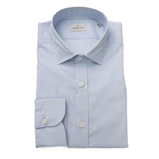Bagutta Light Blue Cotton Men Shirt 1728,67345744032,Bagutta,Clothing,Dress Shirts - Shirts - Clothing,Light Blue,Men,Men - Clothing,New with tags,Shirts - Clothing,Shirts - Men - Clothing,XL,XXL