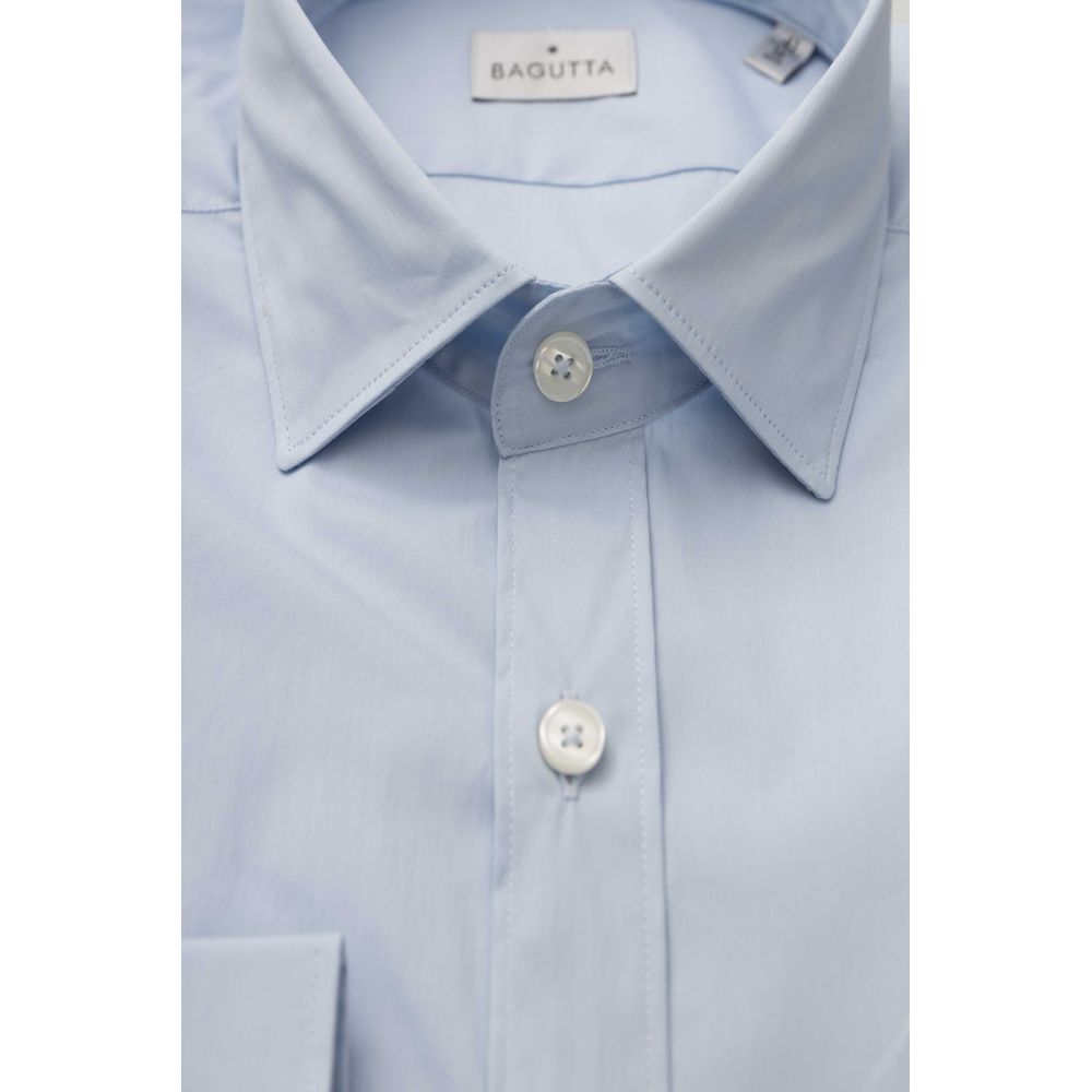 Bagutta Light Blue Cotton Men Shirt 1728,67345744032,Bagutta,Clothing,Dress Shirts - Shirts - Clothing,Light Blue,Men,Men - Clothing,New with tags,Shirts - Clothing,Shirts - Men - Clothing,XL,XXL