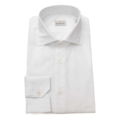 Bagutta White Cotton Men Shirt 1728,67345744032,Bagutta,Clothing,IT44 | XS,L,M,Men,Men - Clothing,New with tags,S,Shirts - Clothing,Shirts - Men - Clothing,White,XL,XXL