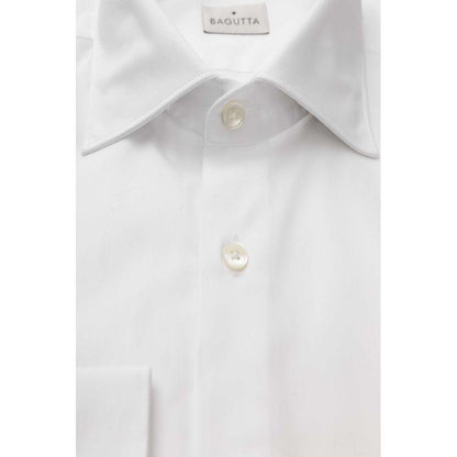 Bagutta White Cotton Men Shirt 1728,67345744032,Bagutta,Clothing,IT44 | XS,L,M,Men,Men - Clothing,New with tags,S,Shirts - Clothing,Shirts - Men - Clothing,White,XL,XXL