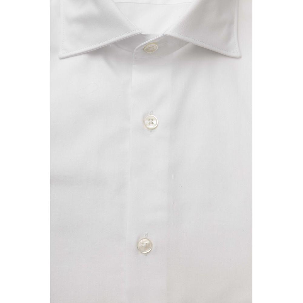 Bagutta White Cotton Men Shirt 1728,67345744032,Bagutta,Clothing,IT44 | XS,L,M,Men,Men - Clothing,New with tags,S,Shirts - Clothing,Shirts - Men - Clothing,White,XL,XXL