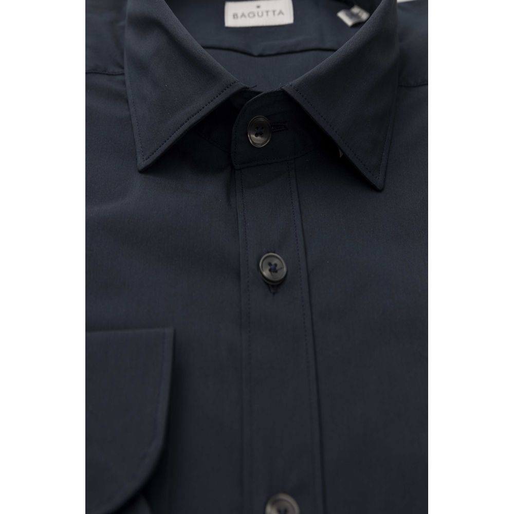 Bagutta Blue Cotton Men Shirt Slim Fit with French Collar 1728,67345744032,Bagutta,Blue,Clothing,Dress Shirts - Shirts - Clothing,Men,Men - Clothing,New with tags,Shirts - Clothing,Shirts - Men - Clothing,XXL