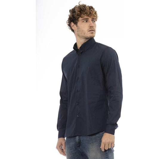 Baldinini Trend Blue Cotton Men Shirt Baldinini Trend Dark Slate Gray