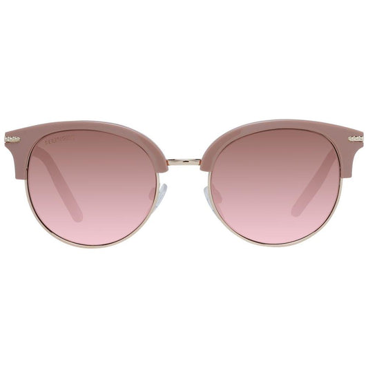 Serengeti Pink Women Sunglasses with rose acetate & metal frame, brown polarized gradient lenses, butterfly full-rim style.
