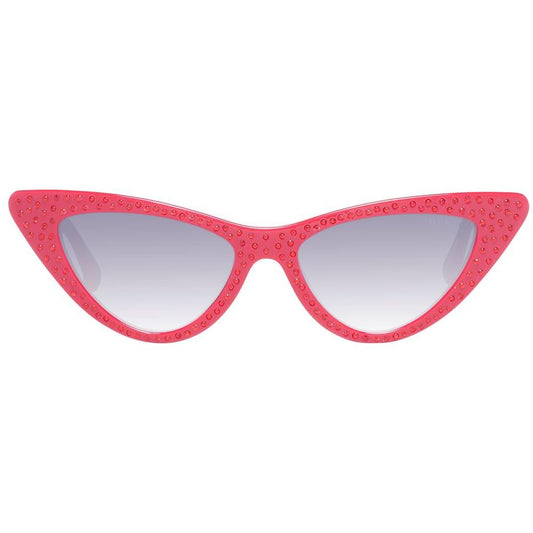 Guess red women cat eye sunglasses with plastic full-rim frame, gradient grey lenses, 100% UVA & UVB protection, and branded case.