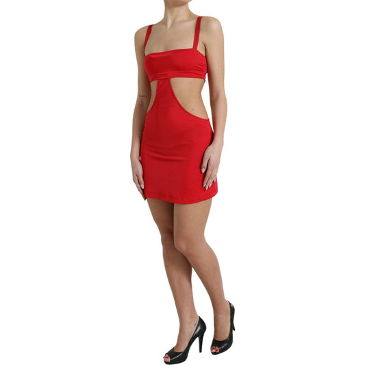 Dolce & Gabbana Exquisite Red Cut Out Bodycon Mini Dress Dolce & Gabbana Rosy Brown