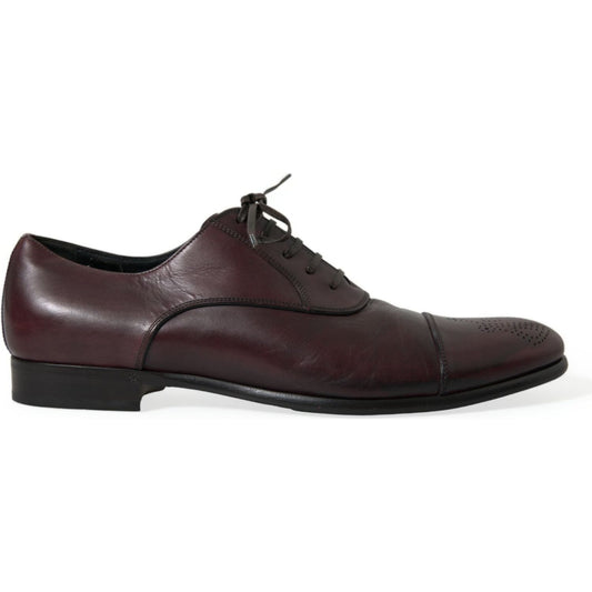 Dolce & Gabbana Bordeaux Leather Men Formal Derby Dress Shoes MV5519-44