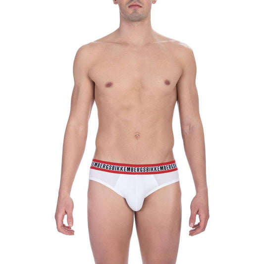 Bikkembergs White Cotton Men Brief Bikkembergs Rosy Brown
