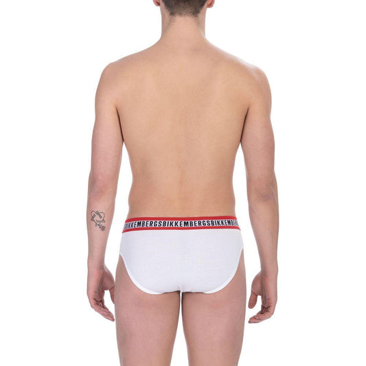 Bikkembergs White Cotton Men Brief Bikkembergs Rosy Brown