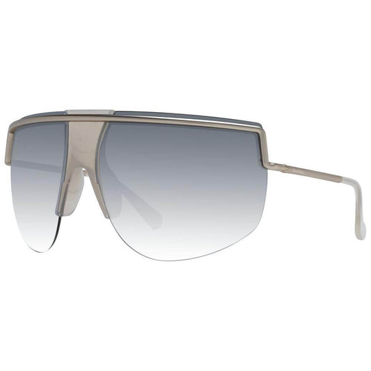 Max Mara silver women sunglasses with half-rim metal frame, gradient mirrored grey lenses, aviator style, includes branded case.