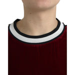 Dolce & Gabbana Bordeaux Velvet Round Neck Pullover Sweater TSH84525-38