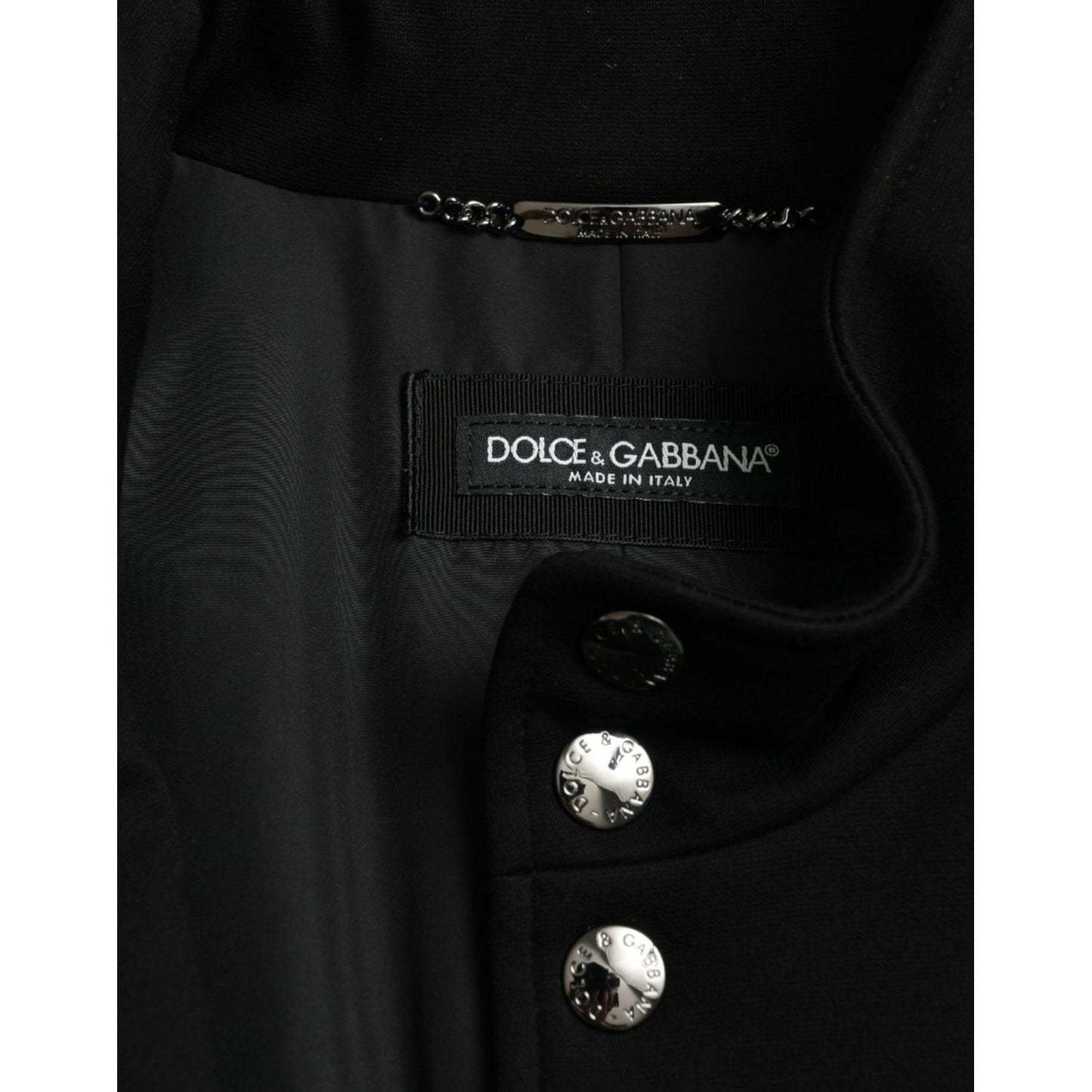 Dolce & Gabbana Black Rayon Buttoned Vest Logo Jacket JKT4006-58