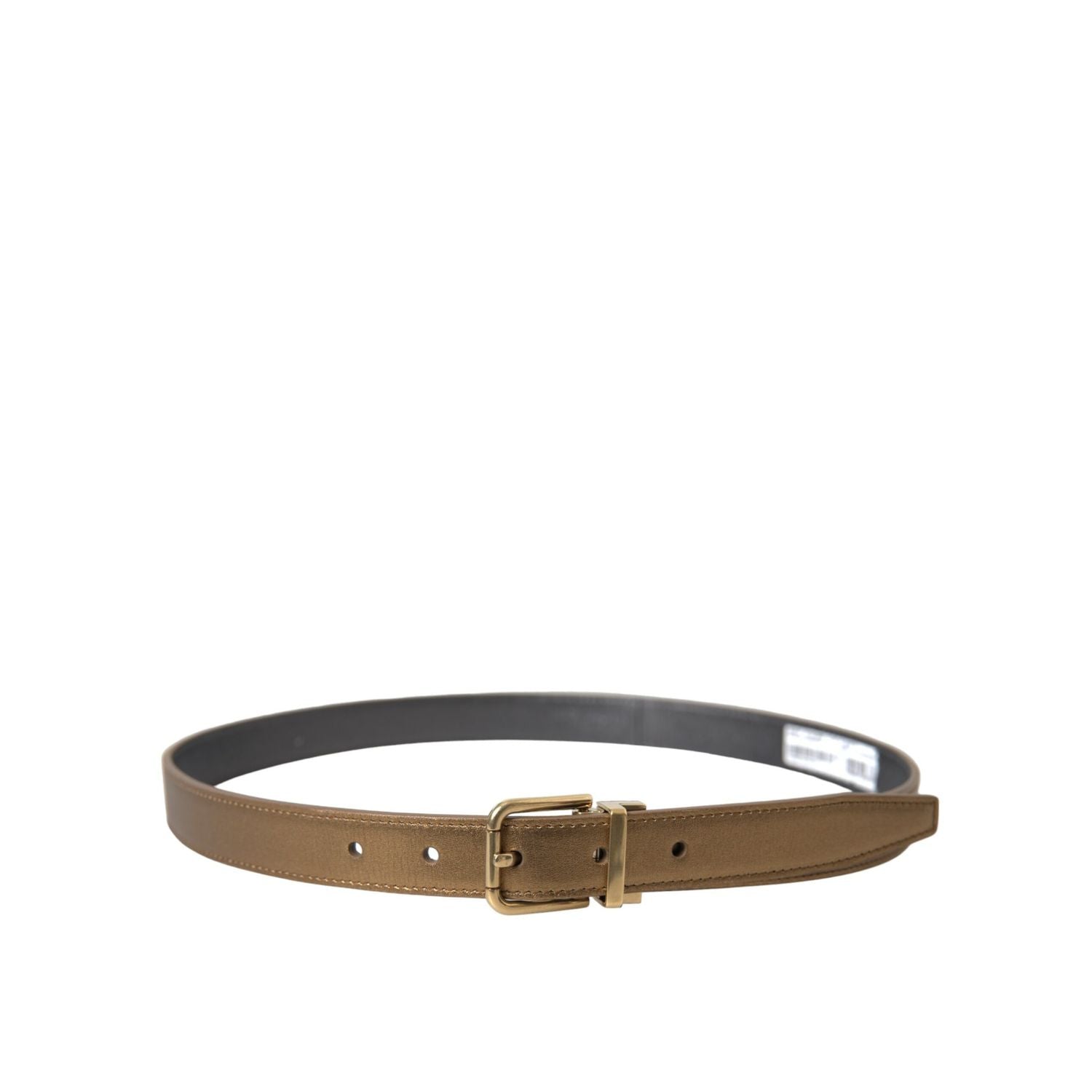 Dolce & Gabbana Metallic Gold Calf Leather Metal Buckle Belt