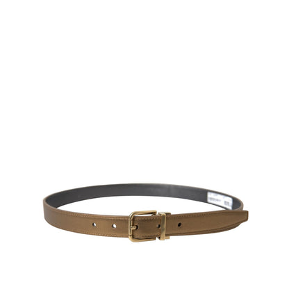 Dolce & Gabbana Metallic Gold Calf Leather Metal Buckle Belt