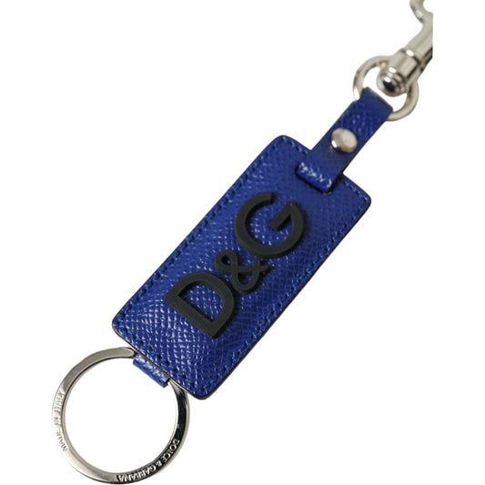 Dolce & Gabbana Elegant Blue Trifold Calf Leather Key Holder Dolce & Gabbana Dark Slate Gray