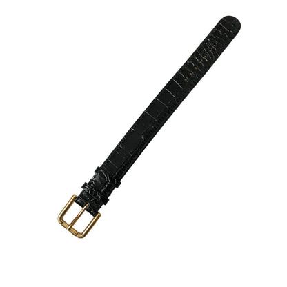 Dolce & Gabbana Black Textured Leather Gold Tone Metal Buckle Armband