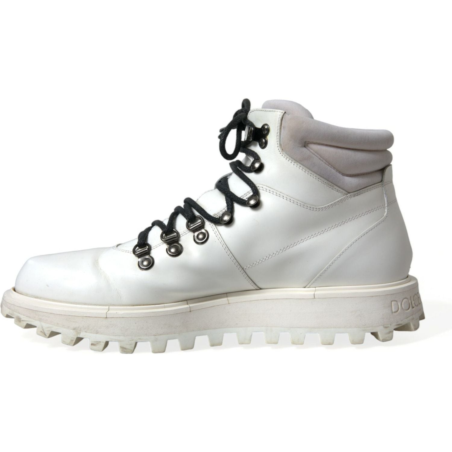 Dolce & Gabbana White Vulcano Trekking Ankle Boots Shoes