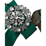 Dolce & Gabbana Green Satin Bird Crystal Women Hair Clip Dolce & Gabbana Dark Slate Gray